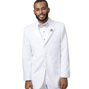Mens Classic 3 Button Notch Lapel Tuxedo in White